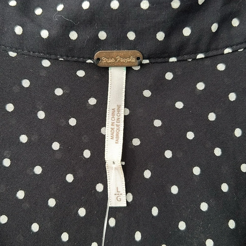 Free People Pippa‎ Polka Dot Dress Print Mini Dress Sz L Black White